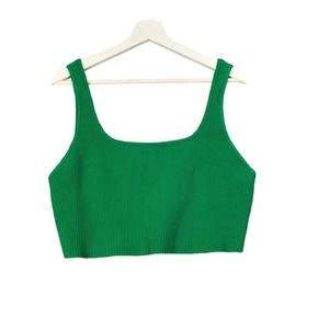 House of‎ Harlow 1960 Ribbed Knit Crop Top Sleeveless Kelly Green Womens Size XL